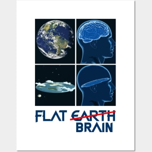 flat earth brain white Posters and Art